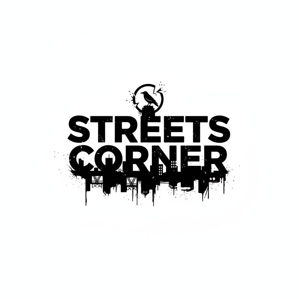 Streetscorner Logo - T-shirt Blanc Signature Streetwear Streetscorner