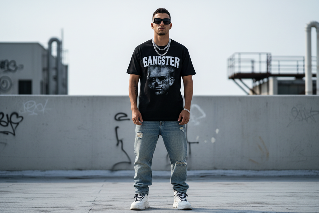 Mockup T-Shirt Noir Gangster