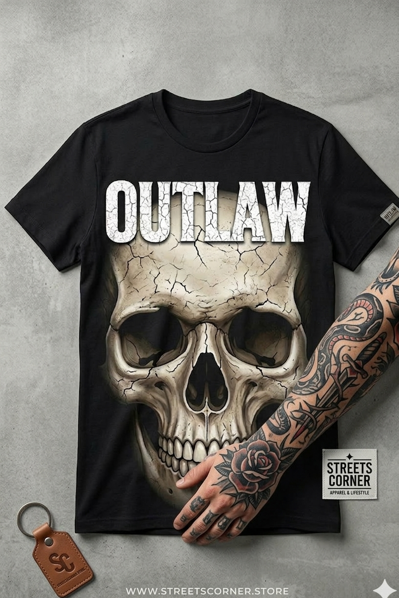 T-Shirt OUTLAW Skull - Streetwear Édition Limitée Streetscorner