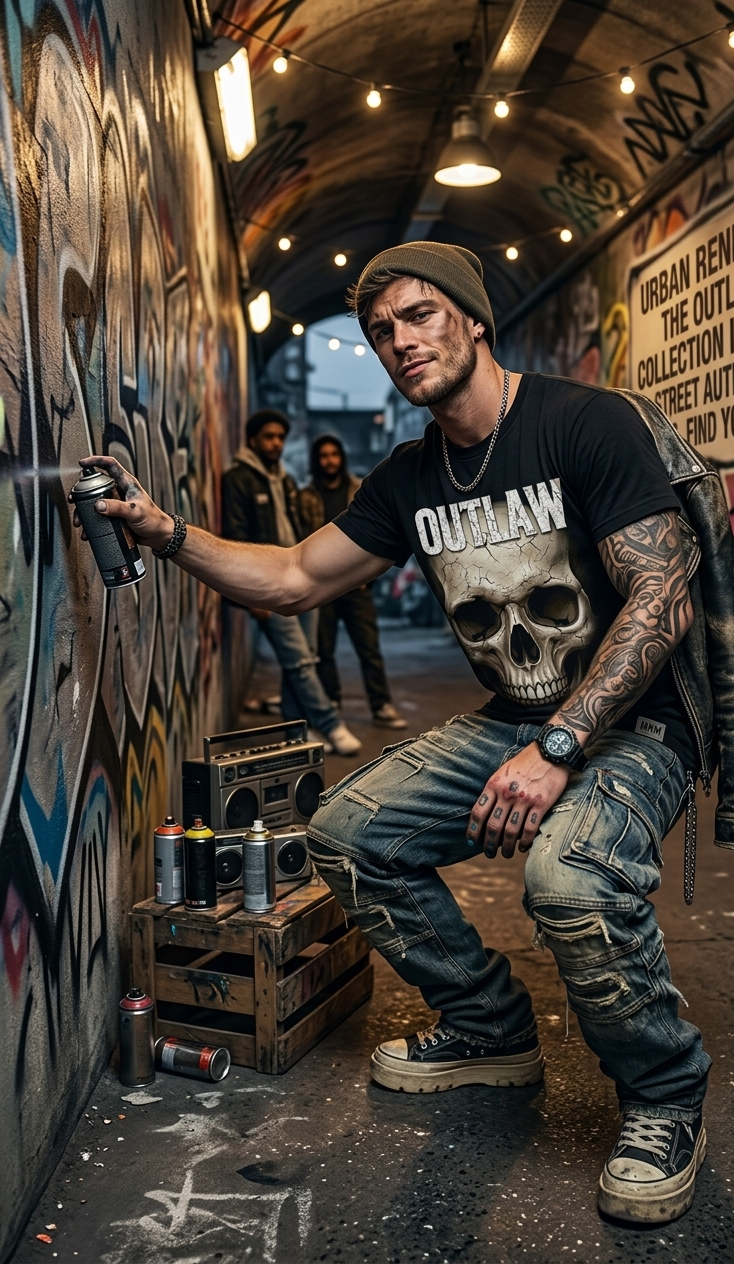 T-Shirt OUTLAW Skull - Streetwear Édition Limitée Streetscorner